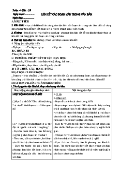 Giáo án ngữ văn lớp 8 Tuần 4 Tiết 16: Liên kết các đoạn văn trong văn bản mới nhất