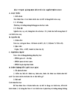 Giáo án Công Nghệ 8 Bài 7: Thực hành đọc bản vẽ các khối tròn xoay mới nhất