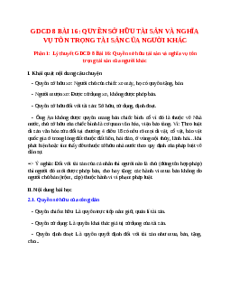 Lý thuyết GDCD 8 Bài 16 (mới 2023 + 10 câu trắc nghiệm): Quyền sở hữu tài sản và nghĩa vụ tôn trọng tài sản của người khác