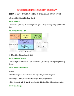 Sinh học 10 Bài 2 (Lý thuyết và trắc nghiệm): Các giới sinh vật
