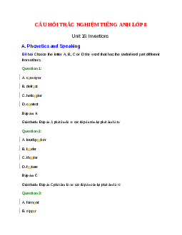60 câu Trắc nghiệm Tiếng Anh 8 Unit 16 có đáp án 2023: Inventions