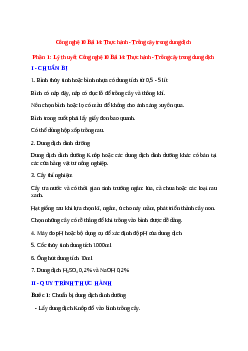 Công nghệ 10 Bài 14 (Lý thuyết và trắc nghiệm): Thực hành - Trồng cây trong dung dịch
