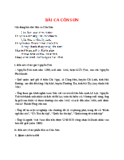 Bài ca Côn Sơn – nội dung, dàn ý phân tích, bố cục, tóm tắt