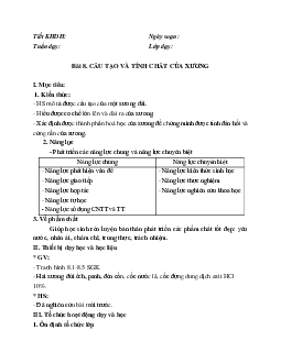 Giáo án Sinh học 8 Bài 8: Cấu tạo và tính chất của xương mới nhất - CV5512