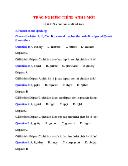 60 câu Trắc nghiệm Tiếng Anh 8 mới Unit 4 có đáp án 2024: Our customs and traditions