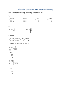 Tính: 32758 + 48126; 83379 - 52441; 1202 x 4