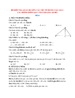 Đề kiểm tra quan hệ giữa các yếu tố trong tam giác - các đường đồng quy của tam giác (10 đề)
