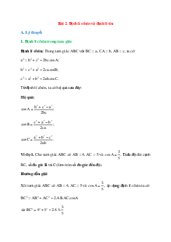 Những toán 10 định lý cosin hữu ích cho học sinh lớp 10