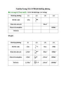 Viết số đo thích hợp vào ô trống bài 1 trang 122 Toán lớp 5
