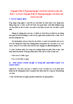 Công nghệ 10 Bài 33 (Lý thuyết và trắc nghiệm): Ứng dụng công nghệ vi sinh để sản xuất thức ăn chăn nuôi
