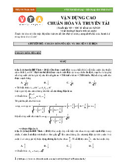 Đề Vận Dụng Cao Chương Chuẩn Hóa Và Truyền Tải Môn Vật Lý Lớp 12