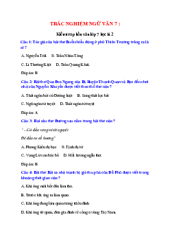 Trắc nghiệm Kiểm tra phần văn lớp 7 học kì 2 có đáp án – Ngữ văn lớp 7
