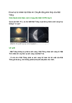 Quan sát hình 44.1 và cho biết Mặt Trăng có phải tự phát ra ánh sáng hay không