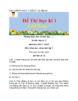 Top 4 Đề thi Học kì 1 GDCD 7 có đáp án