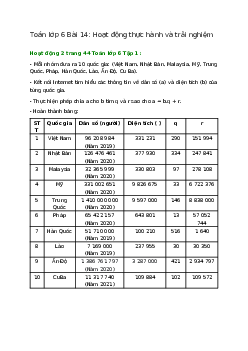 Hoạt động 2 trang 44 Toán 6 Tập 1 | Chân trời sáng tạo Giải toán lớp 6