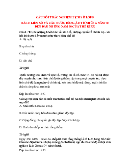 35 câu Trắc nghiệm Lịch sử 9 Bài 2 có đáp án 2023: Liên Xô và các nước Đông Âu từ năm 70