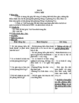 Giáo án Lịch sử 7 Bài 30 Tổng kết mới nhất