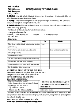 Giáo án ngữ văn lớp 8 Tuần 4 Tiết 15: Từ tượng hình, Từ tượng thanh mới nhất