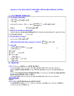 Phương pháp giải và bài tập về hai mặt phẳng vuông góc chọn lọc