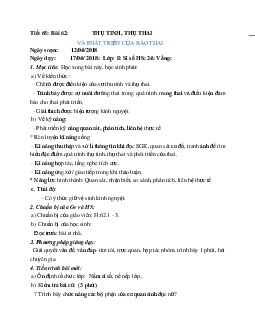 Giáo án Sinh học 8 Bài 62: Thụ tinh, thụ thai và phát triển của thai (tiếp theo) mới nhất - CV5512