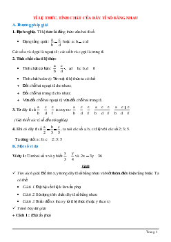 Bài tập chọn lọc về Tỉ lệ thức - Tính chất của dãy tỉ số bằng nhau có lời giải