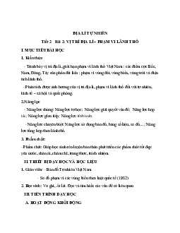 Giáo án Địa lí 12 Bài 2 Vị trí địa lí, phạm vi lãnh thổ mới nhất