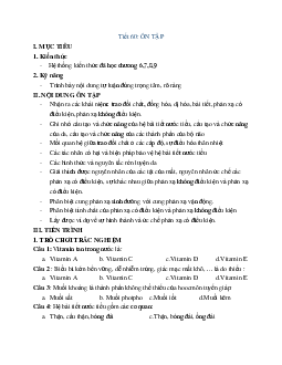 Giáo án Sinh học 8 Ôn tập giữa học kì 2 mới nhất - CV5512