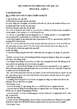 Đề cương ôn tập giữa kì 1 Giáo dục công dân lớp 11 đầy đủ nhất