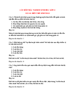 27 câu Trắc nghiệm Sinh học 12 Bài 41 có đáp án 2023: Diễn thế sinh thái