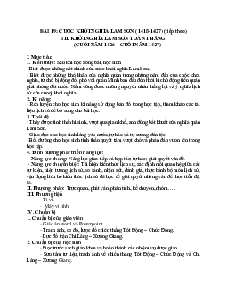 Giáo án Lịch sử 7 Bài 19 Cuộc khởi nghĩa Lam Sơn (1418-1427) tiết 3 mới nhất