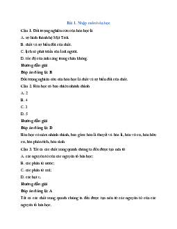 20 câu Trắc nghiệm Nhập môn hóa học (Cánh diều 2024) có đáp án – Hóa học lớp 10