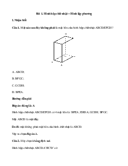 20 câu Trắc nghiệm Hình hộp chữ nhật – Hình lập phương (Chân trời sáng tạo) có đáp án 2024 – Toán lớp 7