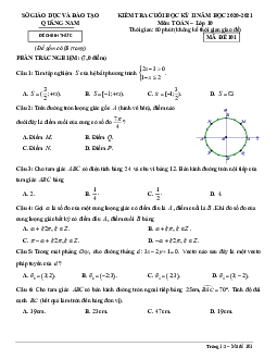 Đề thi cuối học kì 2 môn toán 10 sở GD và ĐT Quảng Nam năm học 2020-2021