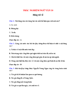 Trắc nghiệm Hứng trở về có đáp án – Ngữ văn lớp 10