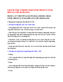 Lý thuyết Lịch Sử 8 Bài 4 (mới 2023 + 10 câu trắc nghiệm): Phong trào công nhân và sự ra đời của chủ nghĩa Mác