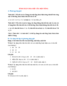 Lý thuyết, bài tập về Tính chất chia hết của một tổng có lời giải