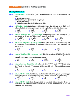 34 câu Trắc nghiệm Khối đa diện, thể tích khối đa diện mức độ thông hiểu có đáp án 2023