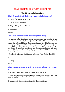 Trắc nghiệm Tìm hiểu chung về văn nghị luận có đáp án – Ngữ văn lớp 7
