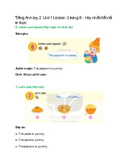 Tiếng Anh lớp 2 Unit 1 Lesson 3 trang 8 – Kết nối tri thức