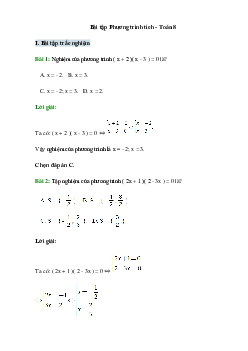 50 Bài tập Phương trình tích (có đáp án)- Toán 8