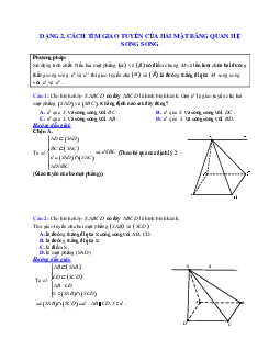 Phương pháp giải và bài tập về Cách tìm giao tuyến của hai mặt phẳng bằng quan hệ song song
