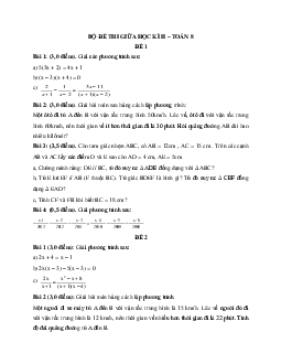 Bộ 5 Đề thi Giữa học kì 2 Toán lớp 8 chọn lọc năm 2022 - 2023