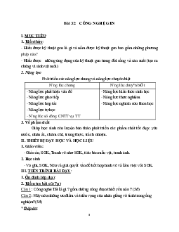 Giáo án Sinh học 9 Bài 32: Công nghệ gen mới nhất - CV5555