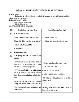 Giáo án Toán lớp 4 bài So sánh và xếp thứ tự các số tự nhiên mới nhất