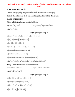 50 Bài tập Phân tích đa thức thành nhân tử bằng phương pháp hằng đẳng thức (có đáp án)- Toán 8
