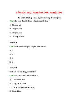 10 câu Trắc nghiệm Công nghệ 8 Bài 51 có đáp án 2023: Thiết bị đóng - cắt và lấy điện của mạng điện trong nhà
