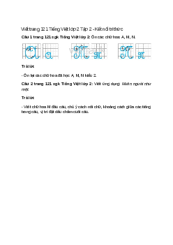 Viết trang 121 Tiếng Việt lớp 2 Tập 2 – Kết nối tri thức