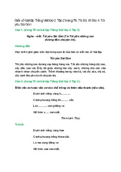 Vở bài tập Tiếng Việt lớp 2 Tập 2 trang 78, 79, 80, 81 Bài 4: Tôi yêu Sài Gòn – Chân trời sáng tạo