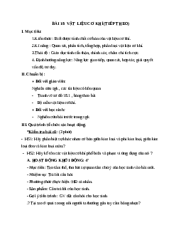 Giáo án Công Nghệ 8 Bài 18: Vật liệu cơ khí (tiếp theo) mới nhất - CV5512