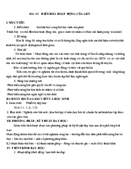 Giáo án Sinh học 12 Bài 3: Điều hòa hoạt động gen mới nhất - CV5512